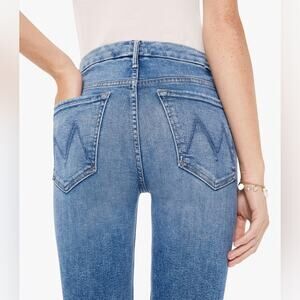 Mother High Waisted Looker Ankle Fray Distressed Jeans Goin For Gold Size 25